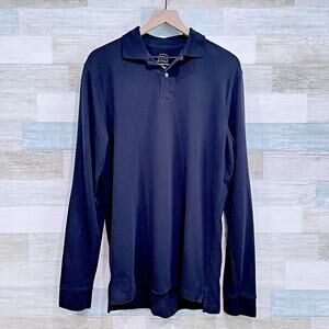 J CREW Classic Long Sleeve Polo Shirt Black Cotton Casual Mens Medium Tall MT